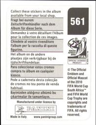 2010 Panini FIFA World Cup Stickers (Black Back) #561 Hugo Almeida Back
