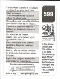 2010 Panini FIFA World Cup Stickers (Black Back) #599 Eren Derdiyok Back
