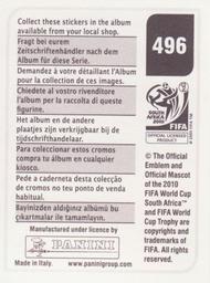 2010 Panini FIFA World Cup Stickers (Black Back) #496 Gilberto Silva Back
