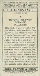 1936 Player's Tennis #4 W. Allison Back