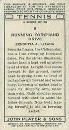 1936 Player's Tennis #9 Senorita A. Lizana Back