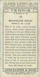 1936 Player's Tennis #18 Miss N. M. Lyle Back