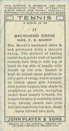 1936 Player's Tennis #21 Mrs. F. S. Moody Back