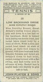 1936 Player's Tennis #25 Miss Dorothy Round Back