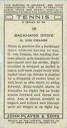 1936 Player's Tennis #28 G. von Cramm Back