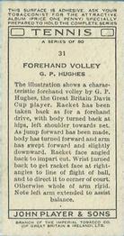 1936 Player's Tennis #31 G. P. Hughes Back