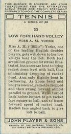 1936 Player's Tennis #33 Miss A. M. Yorke Back