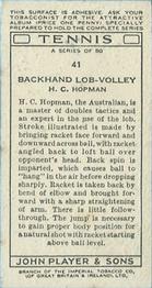 1936 Player's Tennis #41 H. C. Hopman Back