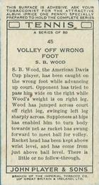1936 Player's Tennis #45 S. B. Wood Back
