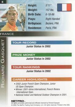 2003 NetPro International Series #8 Richard Gasquet Back