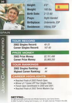2003 NetPro International Series #30 Juan Carlos Ferrero Back