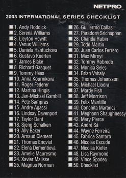 2003 NetPro International Series #50 Checklist Front
