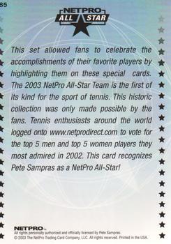 2003 NetPro International Series #85 Pete Sampras Back