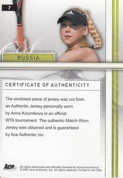 2007 Ace Authentic Straight Sets - Materials #7 Anna Kournikova Back