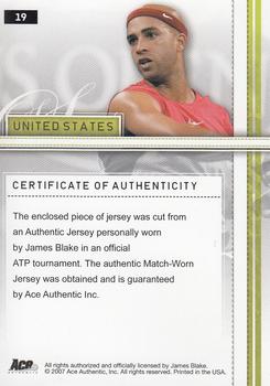 2007 Ace Authentic Straight Sets - Materials #19 James Blake Back