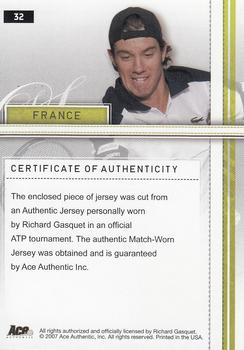2007 Ace Authentic Straight Sets - Materials #32 Richard Gasquet Back