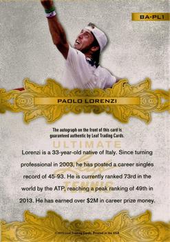 2015 Leaf Ultimate #BA-PL1 Paolo Lorenzi Back