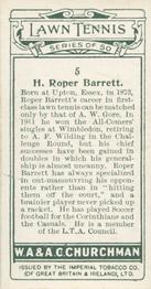 1928 Churchman's Lawn Tennis #5 H. Roper Barrett Back