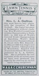 1928 Churchman's Lawn Tennis #19 Kitty McKane-Godfree Back