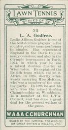 1928 Churchman's Lawn Tennis #20 Leslie Godfree Back