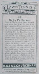 1928 Churchman's Lawn Tennis #37 G.L. Patterson Back