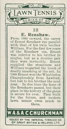 1928 Churchman's Lawn Tennis #39 E. Renshaw Back