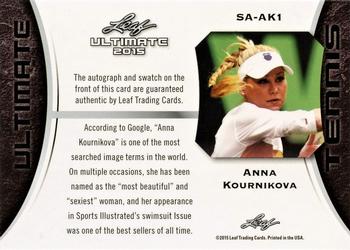 2015 Leaf Ultimate - Match-Worn Autographs Red Etched Foil #SA-AK1 Anna Kournikova Back