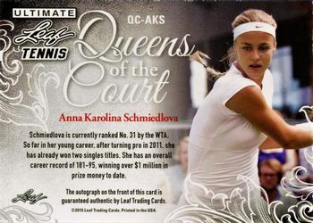 2015 Leaf Ultimate - Queen of the Court Autographs #QC-AKS Anna Karolina Schmiedlova Back