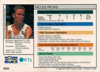 1993 NetPro #W29 Nicole Provis Back