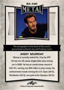 2016 Leaf Metal #BA-AM1 Andy Murray Back