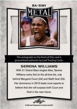 2016 Leaf Metal #BA-SW1 Serena Williams Back
