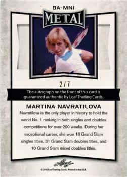 2016 Leaf Metal - Autographs Pink #BA-MN1 Martina Navratilova Back