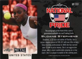 2016 Leaf Metal - National Pride Autographs #NP-SS1 Sloane Stephens Back
