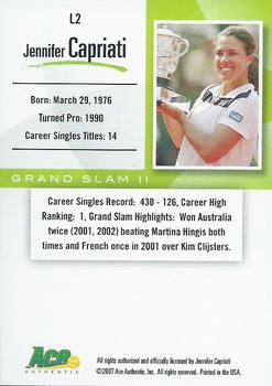 2008 Ace Authentic Grand Slam II #L2 Jennifer Capriati Back