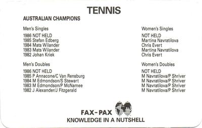 1987 Fax-Pax #NNO Kooyong Tennis Stadium Back