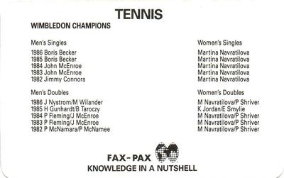 1987 Fax-Pax #NNO Wimbledon Back