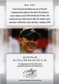 2017 Leaf Signature Series - Silver #BA-AK1 Anna Kournikova Back