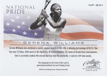 2017 Leaf Signature Series - National Pride Autographs Green #NP-SW1 Serena Williams Back