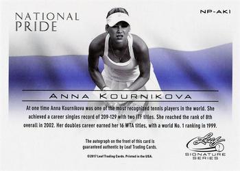 2017 Leaf Signature Series - National Pride Autographs Silver #NP-AK1 Anna Kournikova Back