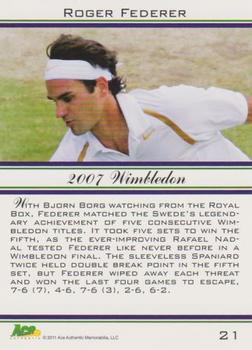 2011 Ace Authentic Roger Federer #21 Roger Federer Back