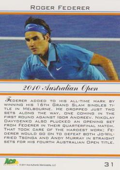 2011 Ace Authentic Roger Federer #31 Roger Federer Back