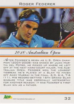 2011 Ace Authentic Roger Federer #32 Roger Federer Back