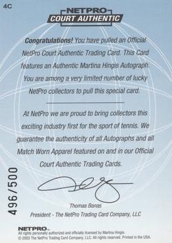 2003 NetPro International Series - Court Authentic Series C #4C Martina Hingis Back