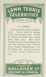 1928 Gallaher's Lawn Tennis Celebrities #10 Cyril Eames Back