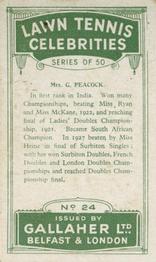 1928 Gallaher's Lawn Tennis Celebrities #24 Irene Peacock Back