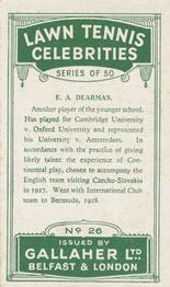 1928 Gallaher's Lawn Tennis Celebrities #26 Edward Dearman Back