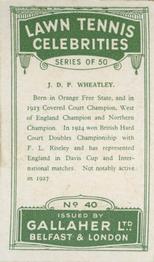 1928 Gallaher's Lawn Tennis Celebrities #40 Patrick Wheatley Back