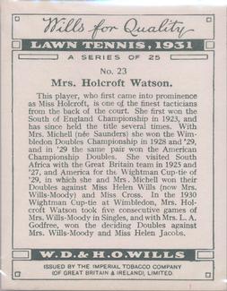 1931 Wills's Lawn Tennis #23 Mrs. Holcroft Watson Back