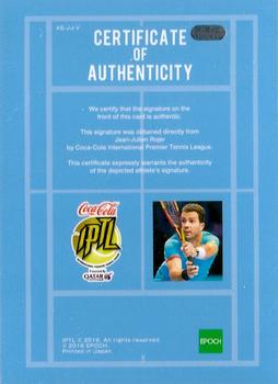 2016 Epoch Coca-Cola International Premier Tennis League - Authentic Signatures Vertical #AS-JJ-V Jean-Julien Rojer Back