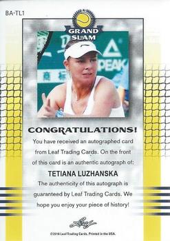 2018 Leaf Grand Slam #BA-TL1 Tetiana Luzhanska Back